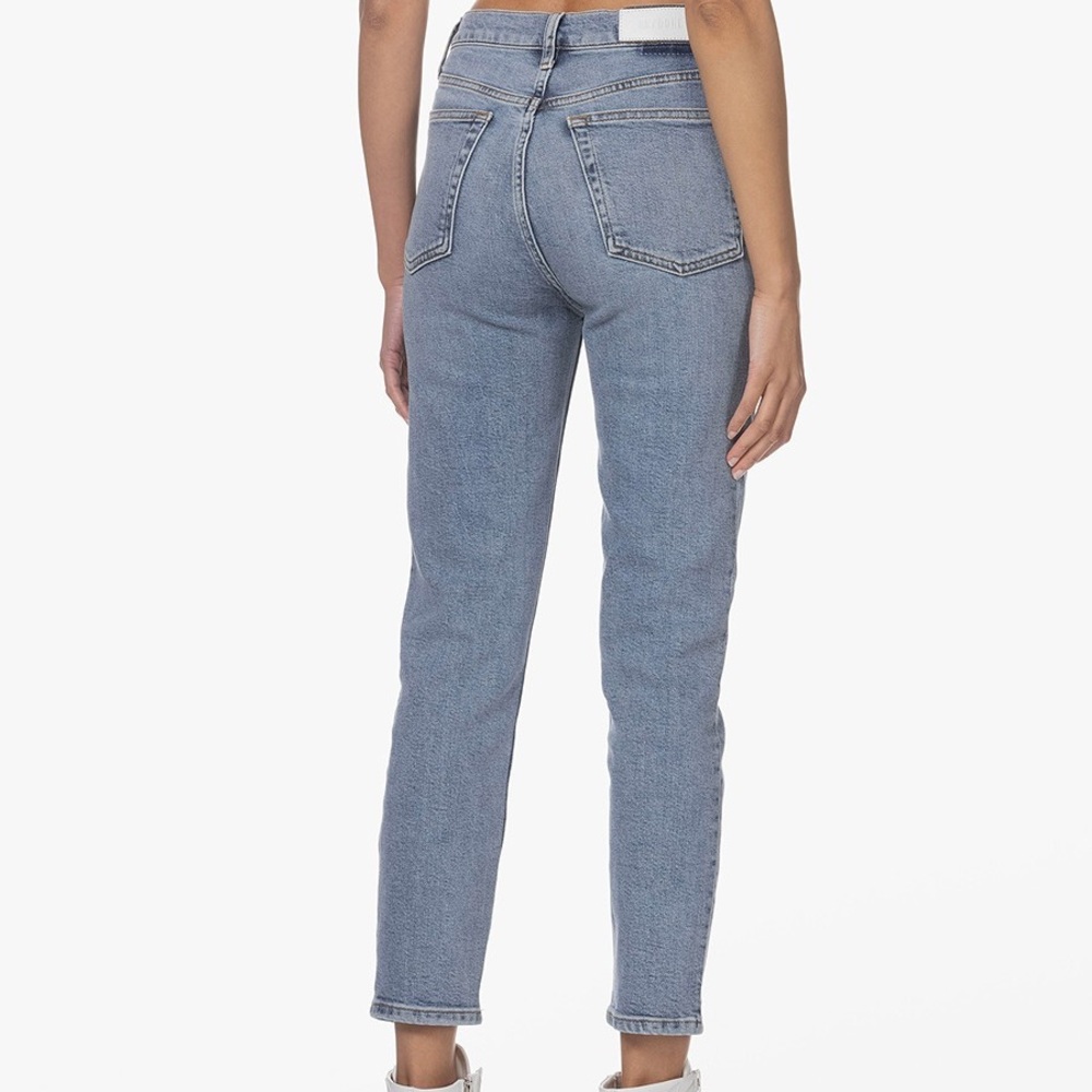 RE/DONE cropped skinny light wash button fly denim